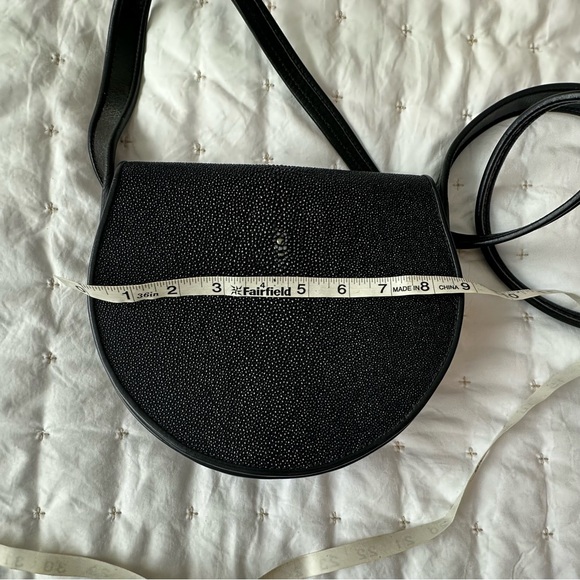 Tekverk Designer Chic Black Crossbody Bag Stingray Leather- rate vintage - Picture 9 of 11